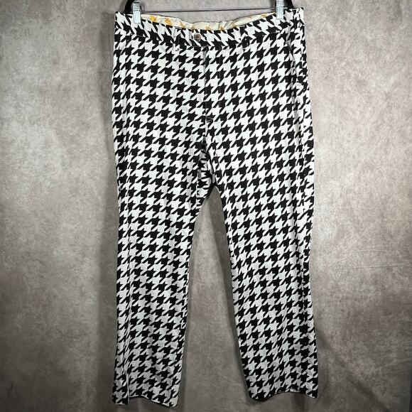 Loudmouth Other - Loudmouth Pants Mens 40X32 White Black Houndstooth Chino Golf‎ Straight Preppy